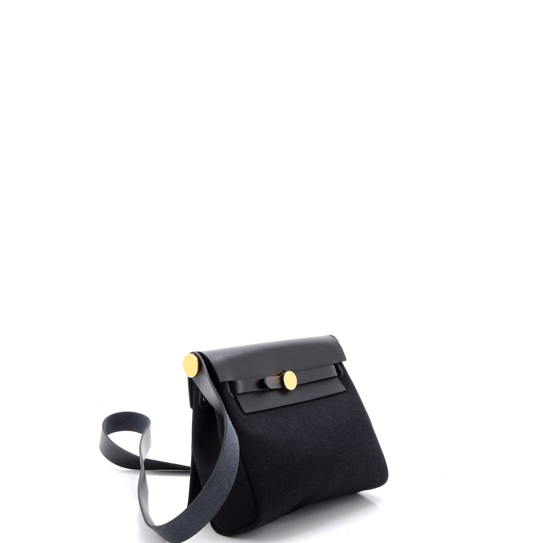 Pre-Owned Hermes Herbag Zip Toile and Leather 20, Alternate, color, Noir