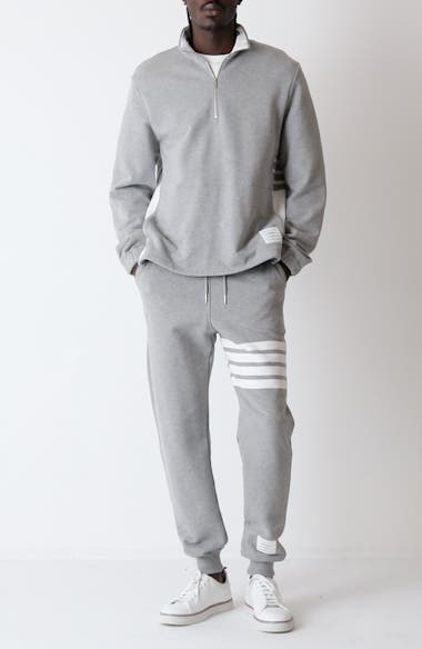 Thom Browne 4-Bar Stripe Funnel Neck Half Zip Sweatshirt | Nordstrom