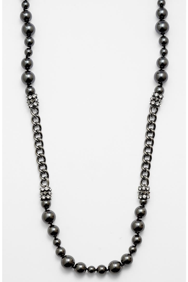Long Station Necklace (Nordstrom Exclusive), Main, color, BLACK PEARL/ CLEAR/ HEMATITE