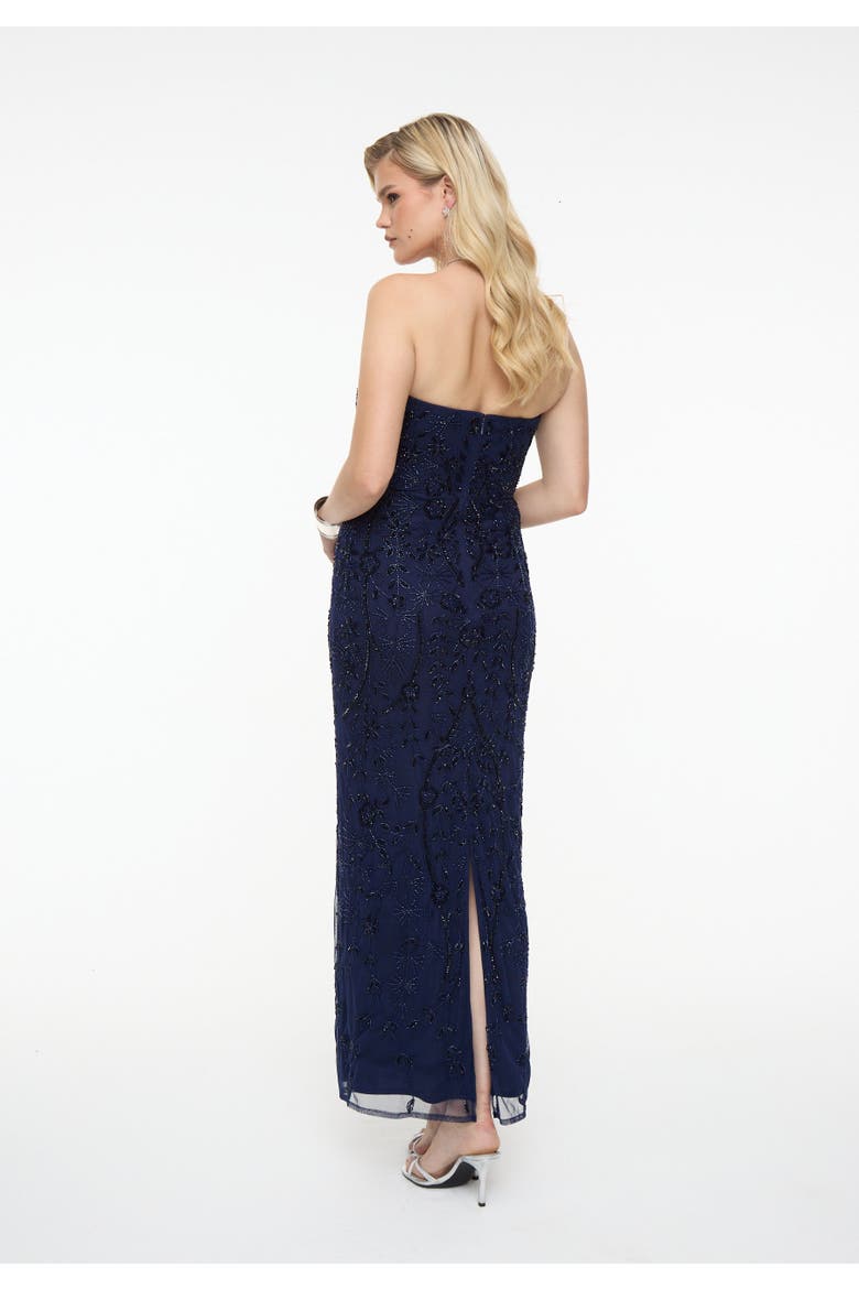Embellished Sequin Beaded Maxi Strapless Dress, Alternate, color, MID NIGHT BLUE