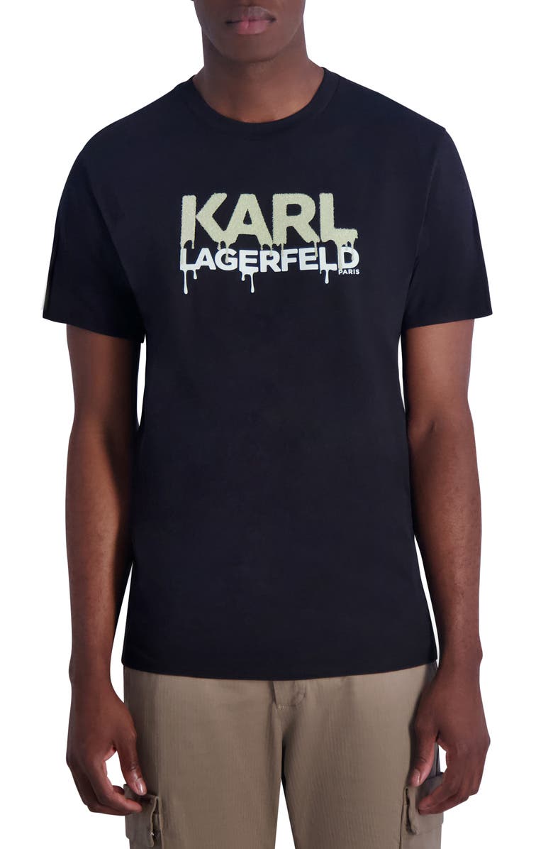 KARL LAGERFELD PARIS Drip Logo Graphic Print T-Shirt, Main, color, 