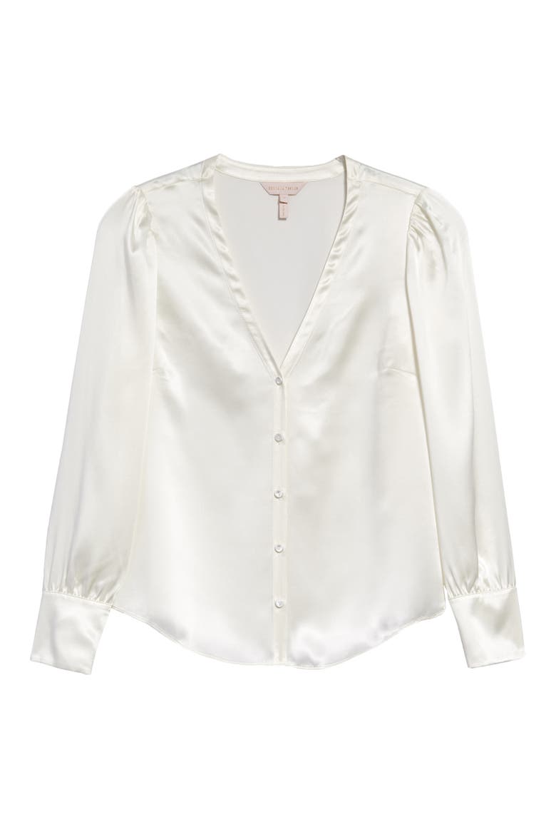 Long Sleeve Silk Charmeuse Top, Alternate, color, SNOW