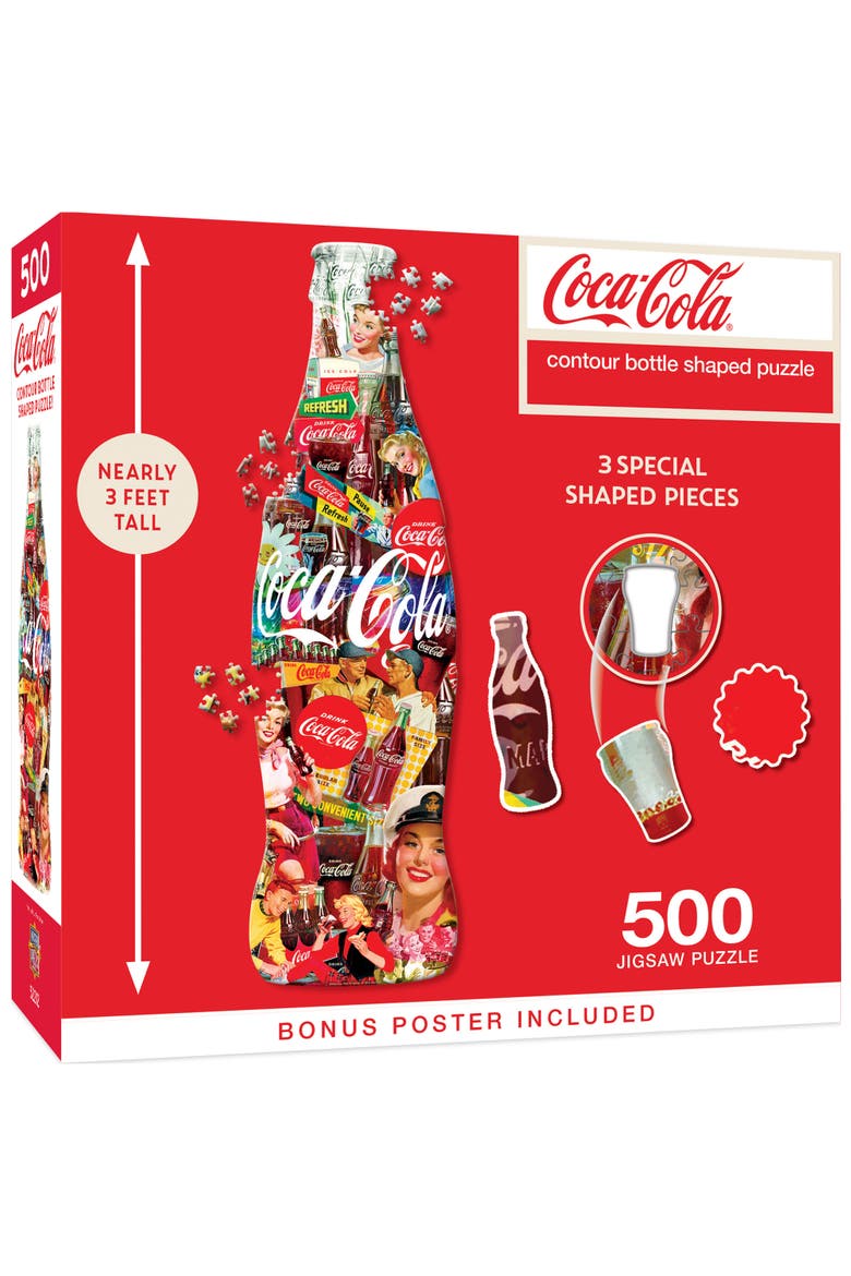 Coca-Cola Bottle 500 Piece Shaped Puzzle, Main, color, Multicolor