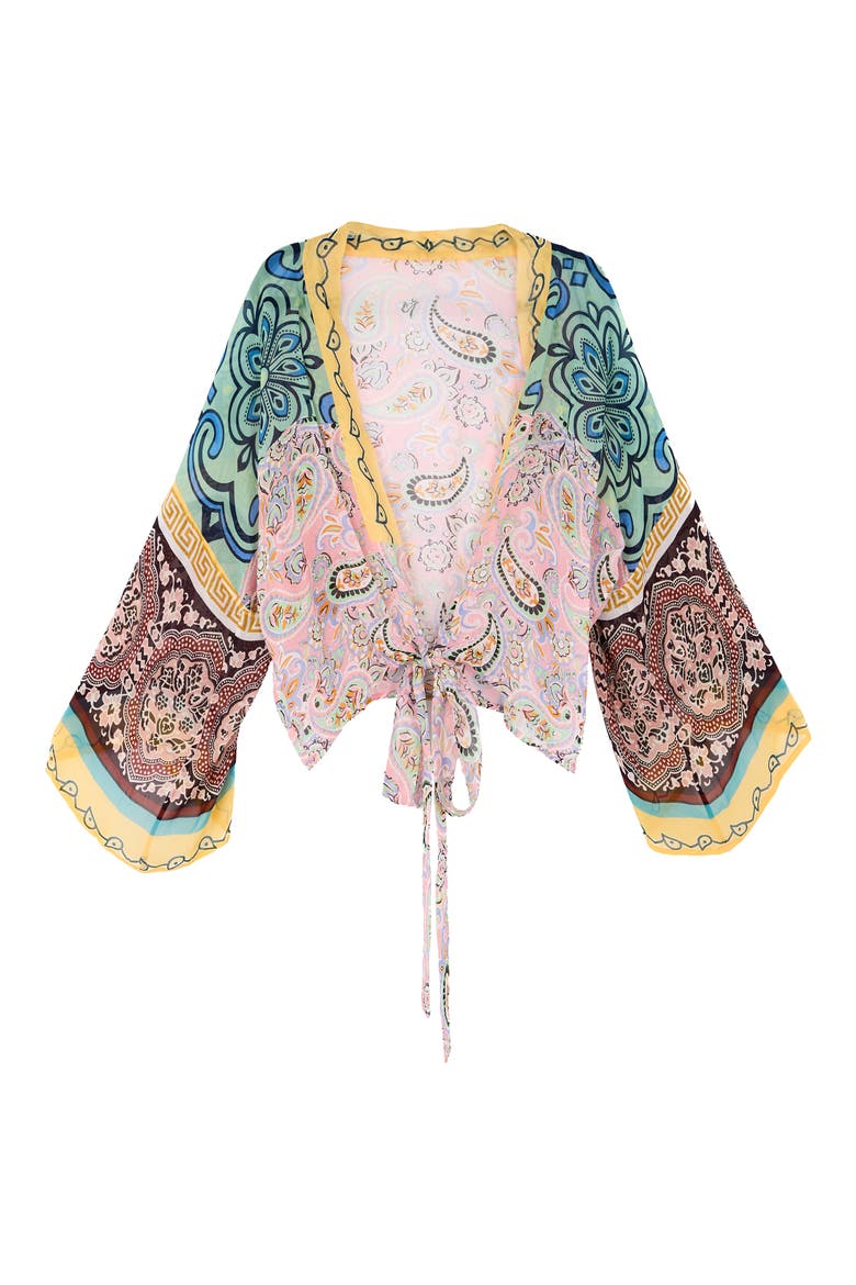 Paisley Tie Front Tunic, Alternate, color, PINK