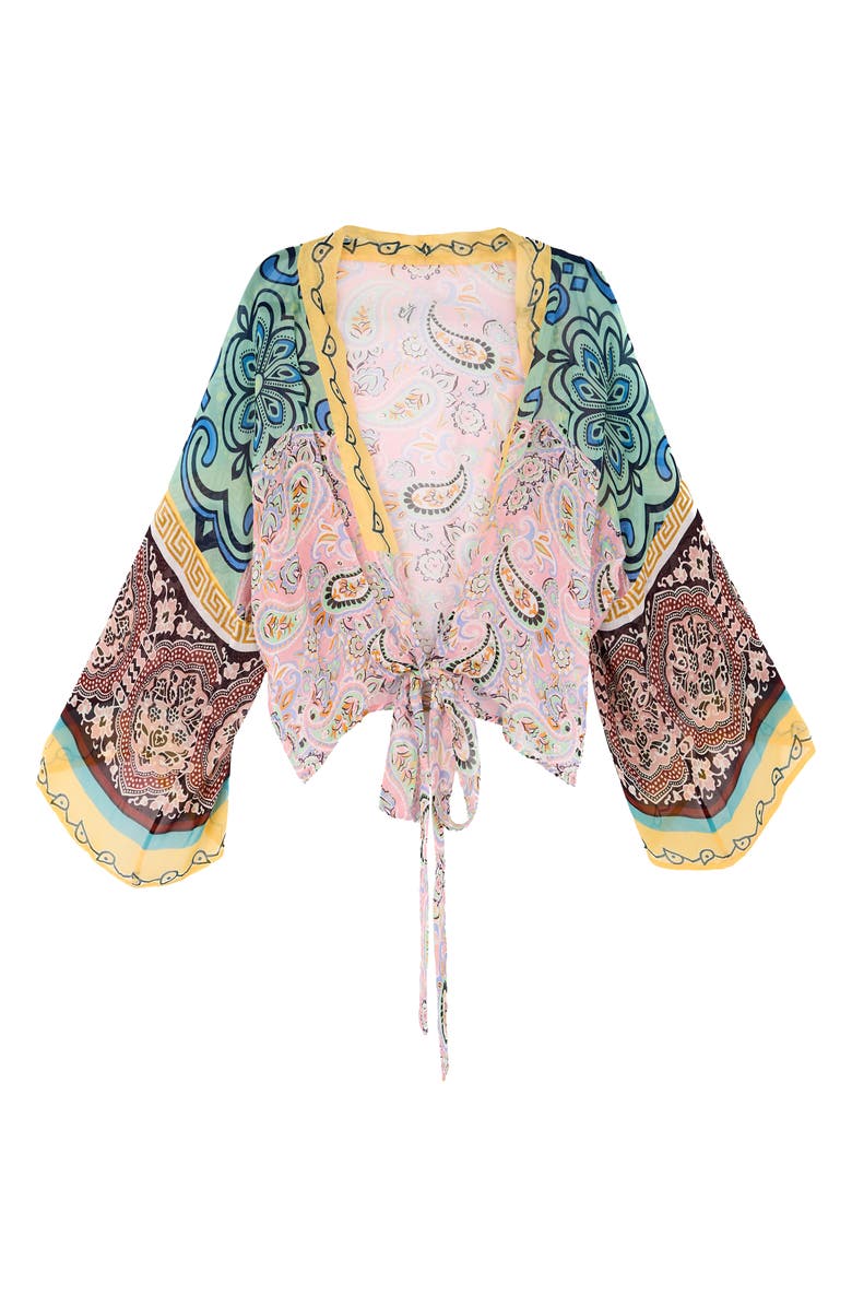 SAACHI Paisley Tie Front Tunic, Alternate, color, Pink