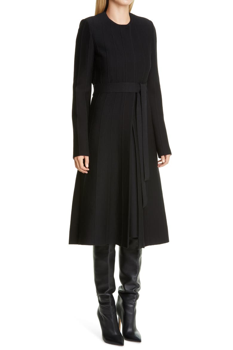 Belted Contour Ottoman Milano Knit Jacket, Alternate, color, CAVIAR