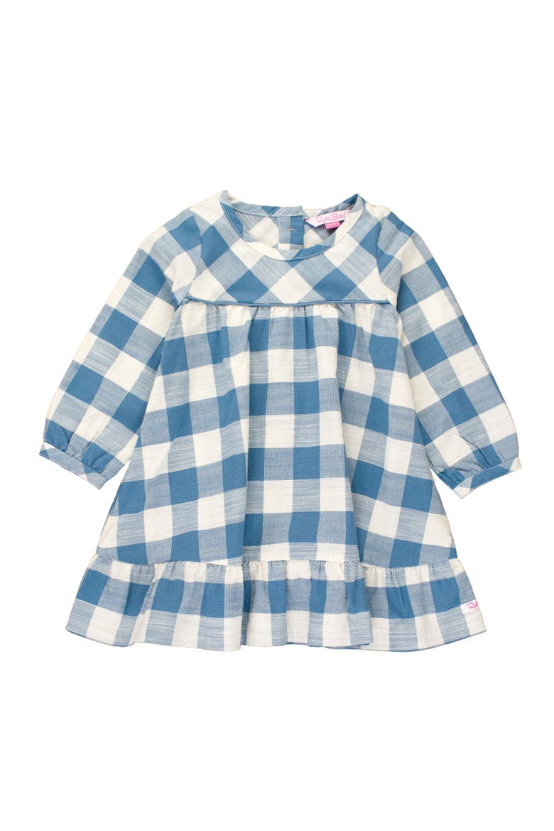 Toddler Girls Long Sleeve Ruffle Hem Dress, Main, color, Countryside Blue Plaid