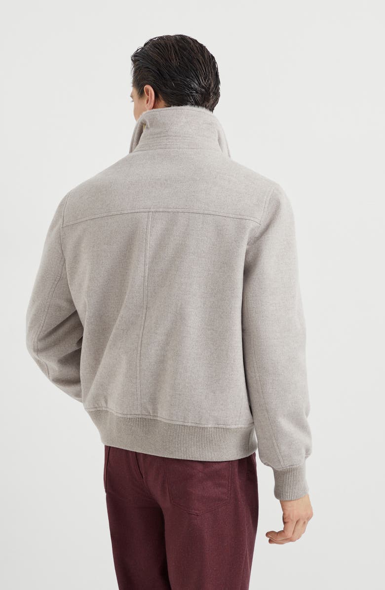 Brunello Cucinelli Cashmere beaver bomber jacket, Alternate, color, Bark