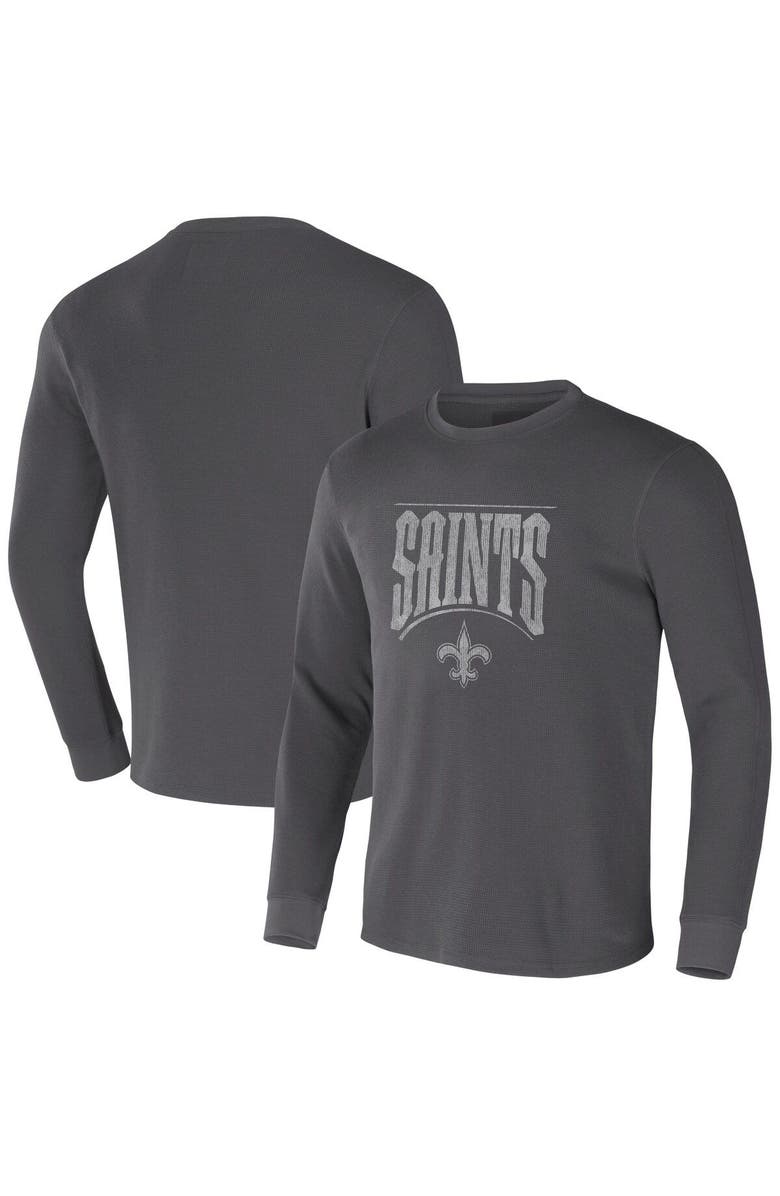 NFL X DARIUS RUCKER Men's NFL x Darius Rucker Collection by Fanatics Charcoal New Orleans Saints Long Sleeve Thermal T-Shirt, Main, color, Charcoal