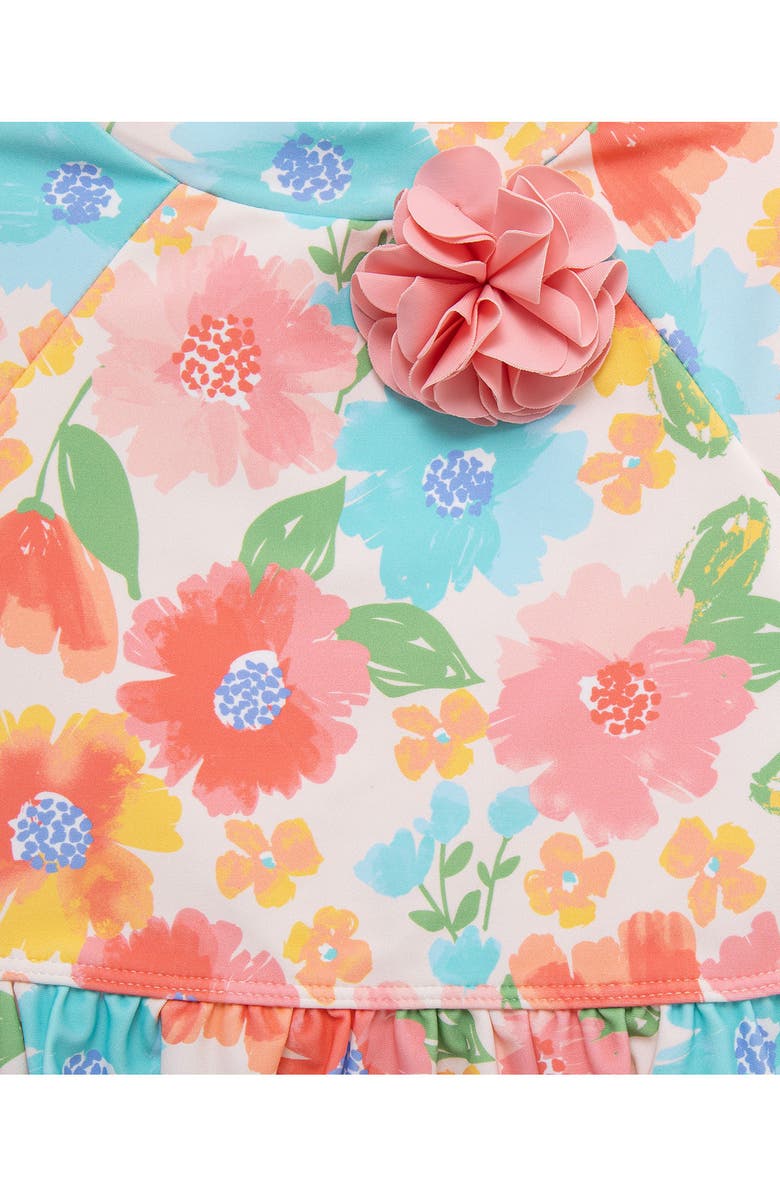 Little Me Floral Rashguard Top & Bikini Bottoms Set, Alternate, color, 