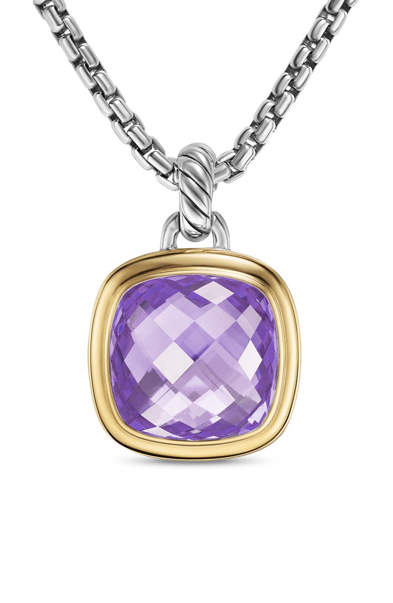 David Yurman Albion<sup>®</sup> Pendant in Sterling Silver with 18K Yellow Gold & Amethyst, 15mm, Main, color, Amethyst
