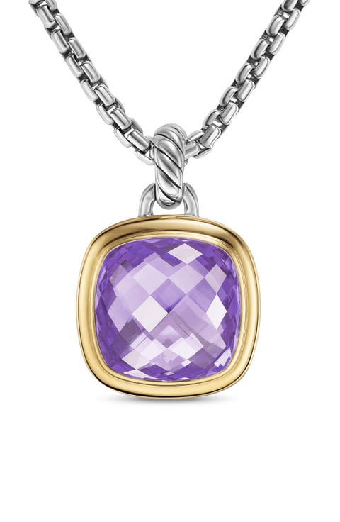 Albion® Pendant in Sterling Silver with 18K Yellow Gold & Amethyst, 15mm