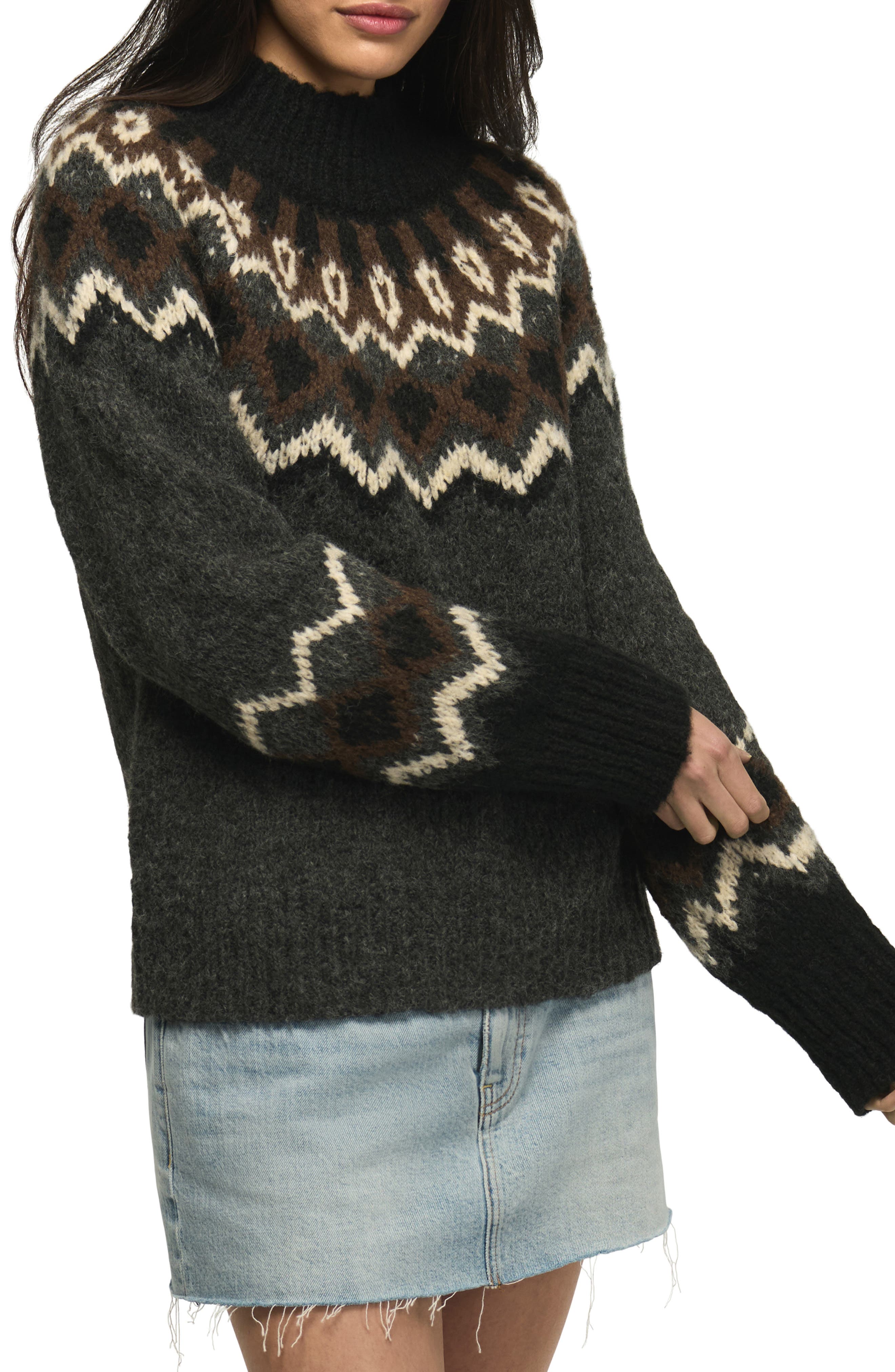 Lucky Brand Fair Isle Mock Neck Sweater (Women) | Nordstrom