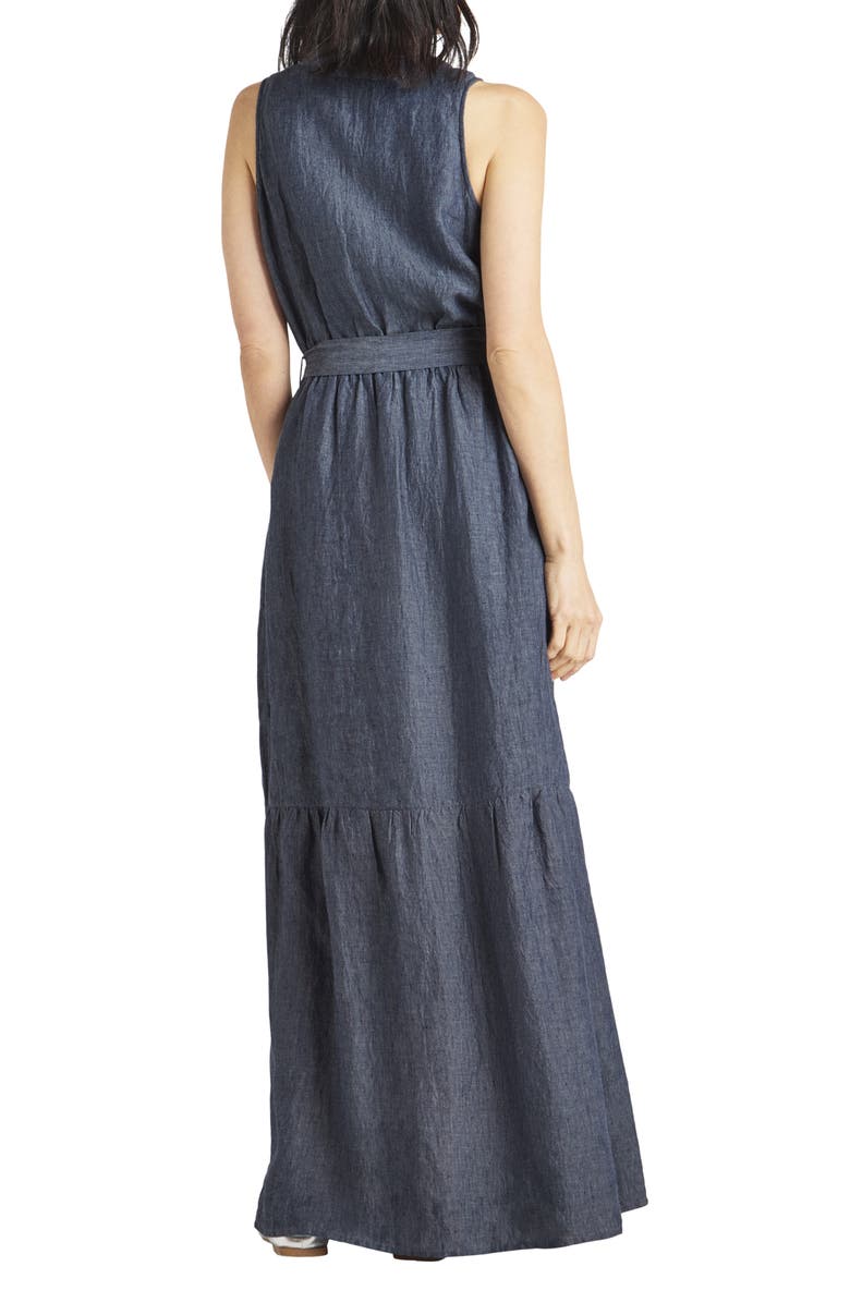 Splendid Stella Linen Maxi Dress, Alternate, color, Navy