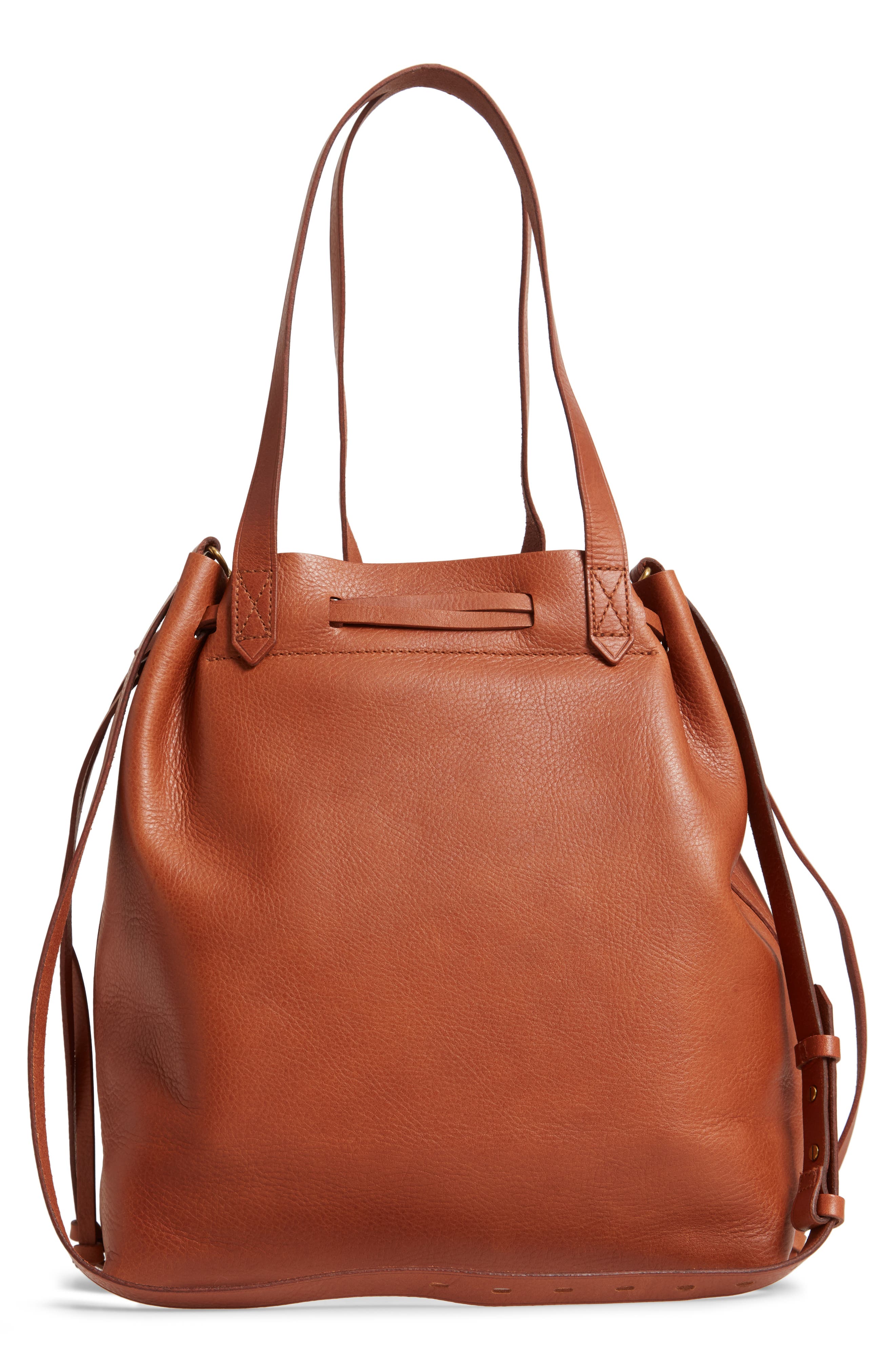 Medium Drawstring Transport Leather Tote, Alternate, color, ENGLISH SADDLE