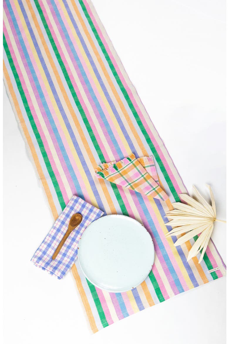 Handwoven Colorful Striped Cotton Table Runner, Main, color, Multicolor