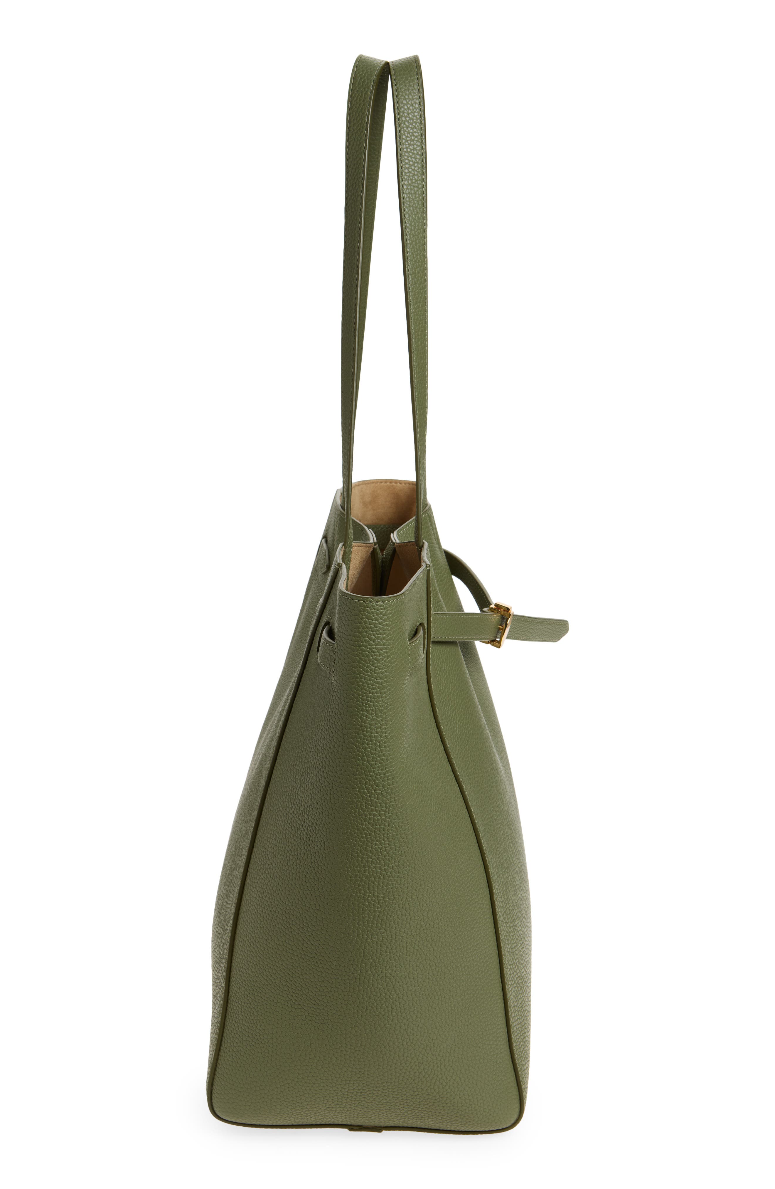 Veronica Beard Dash Leather Tote, Alternate, color, Stone Army