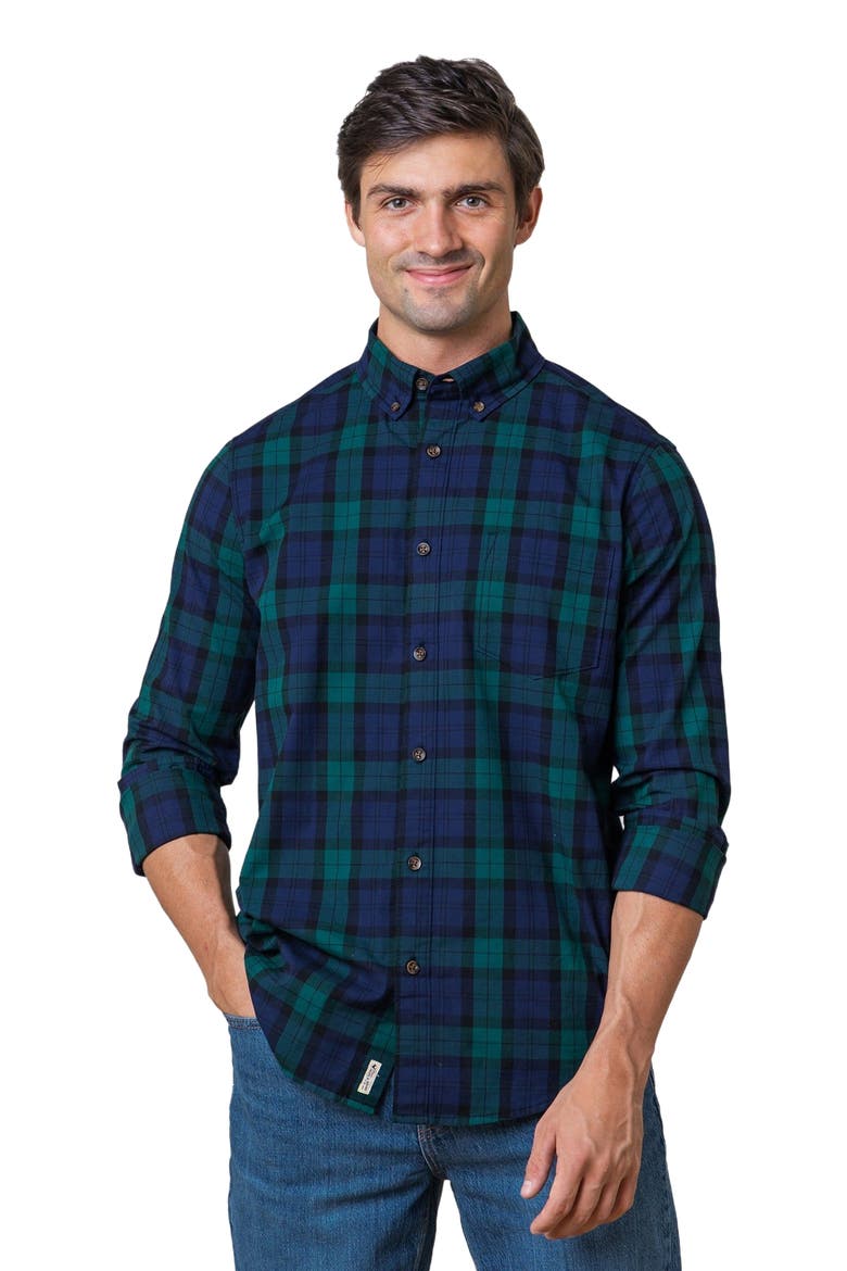 Men's Organic Stretch Poplin Shirt, Alternate, color, Black Watch Tartan