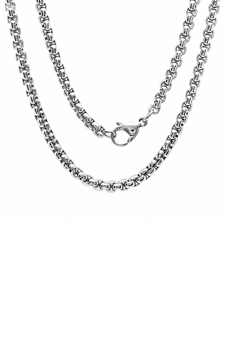 Stainless Steel Box Link Chain Necklace, Main, color, SILVER