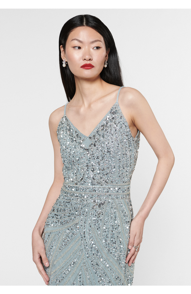 BEAUUT Occasion Embellished Sequin Beaded Strap Evening Dress, Alternate, color, Misty Grey