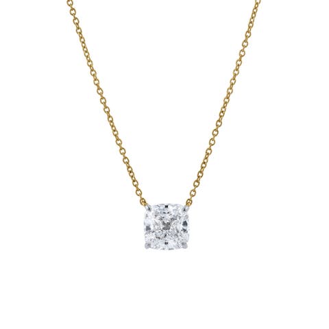 Cushion Chic 14K Gold Lab Grown Diamond Necklace - 1.50 ct