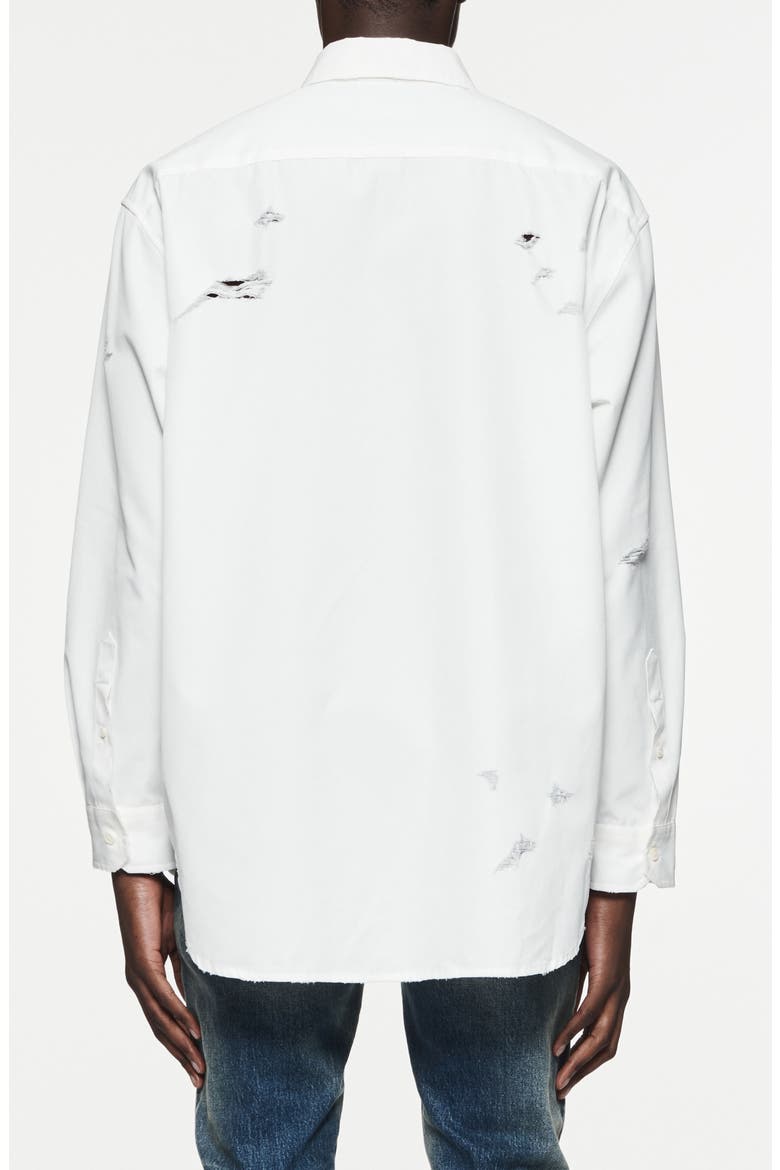 Distressed Graphic Print Button-Up Shirt, Alternate, color, WHITE