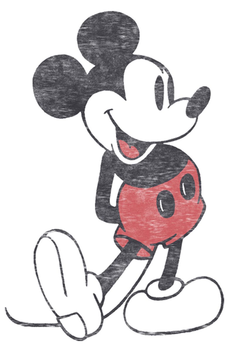 Mickey & Friends Men's Mickey & Friends Distressed Mickey Mouse Pose  Graphic T-Shirt, Alternate, color, White
