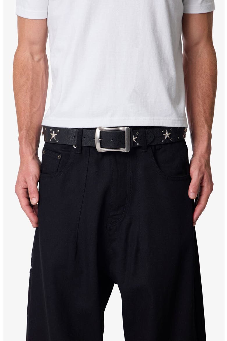 Star Stud Leather Belt, Alternate, color, BLACK