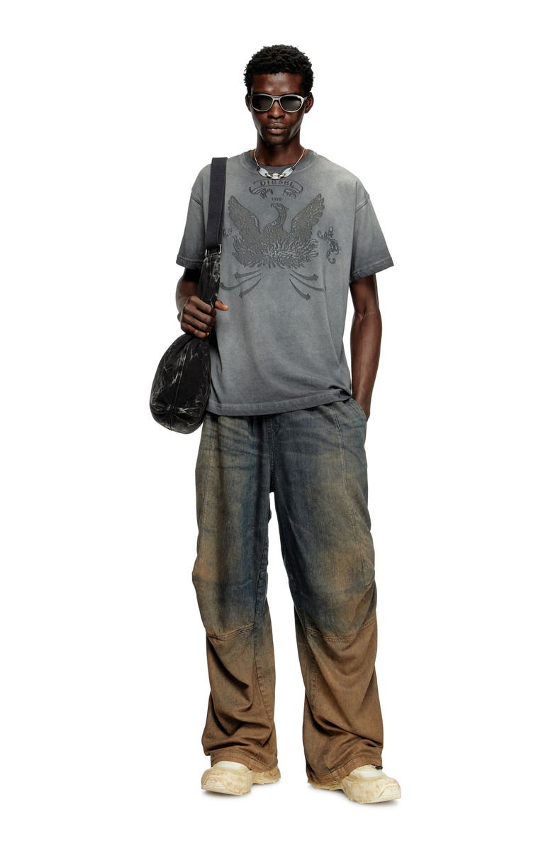 DIESEL<sup>®</sup> T-Norm-T9 Devoré Logo T-Shirt, Alternate, color, Grey