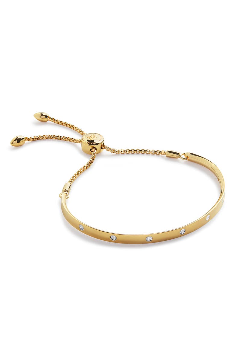 Monica Vinader Engravable Fiji Diamond Slider Bracelet, Main, color, 18K Gold Vermeil