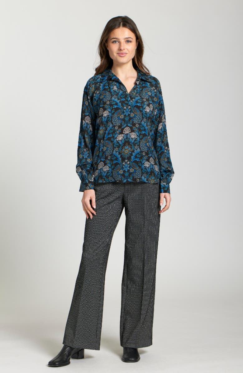 APNY Chevron Pleat Front Straight Leg Pants, Alternate, color, Black/ Grey/ Silver