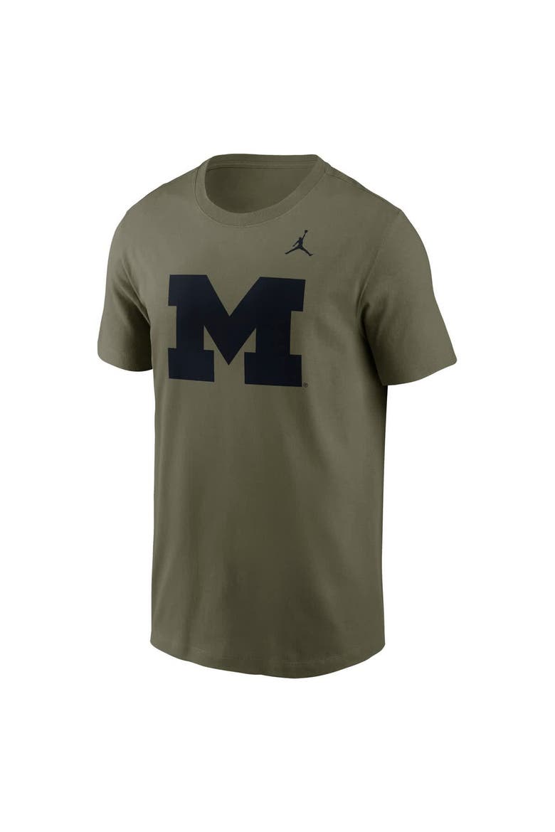 Men's Jordan Brand Olive Michigan Wolverines 2024 Military Appreciation Tonal Logo Performance T-Shirt, Alternate, color, Olive