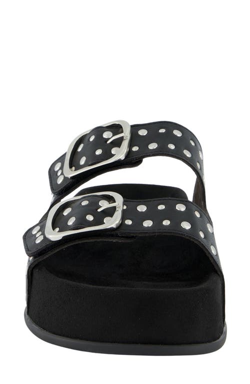 Paul Green Bali Slide Sandal In Black Nappa Leather