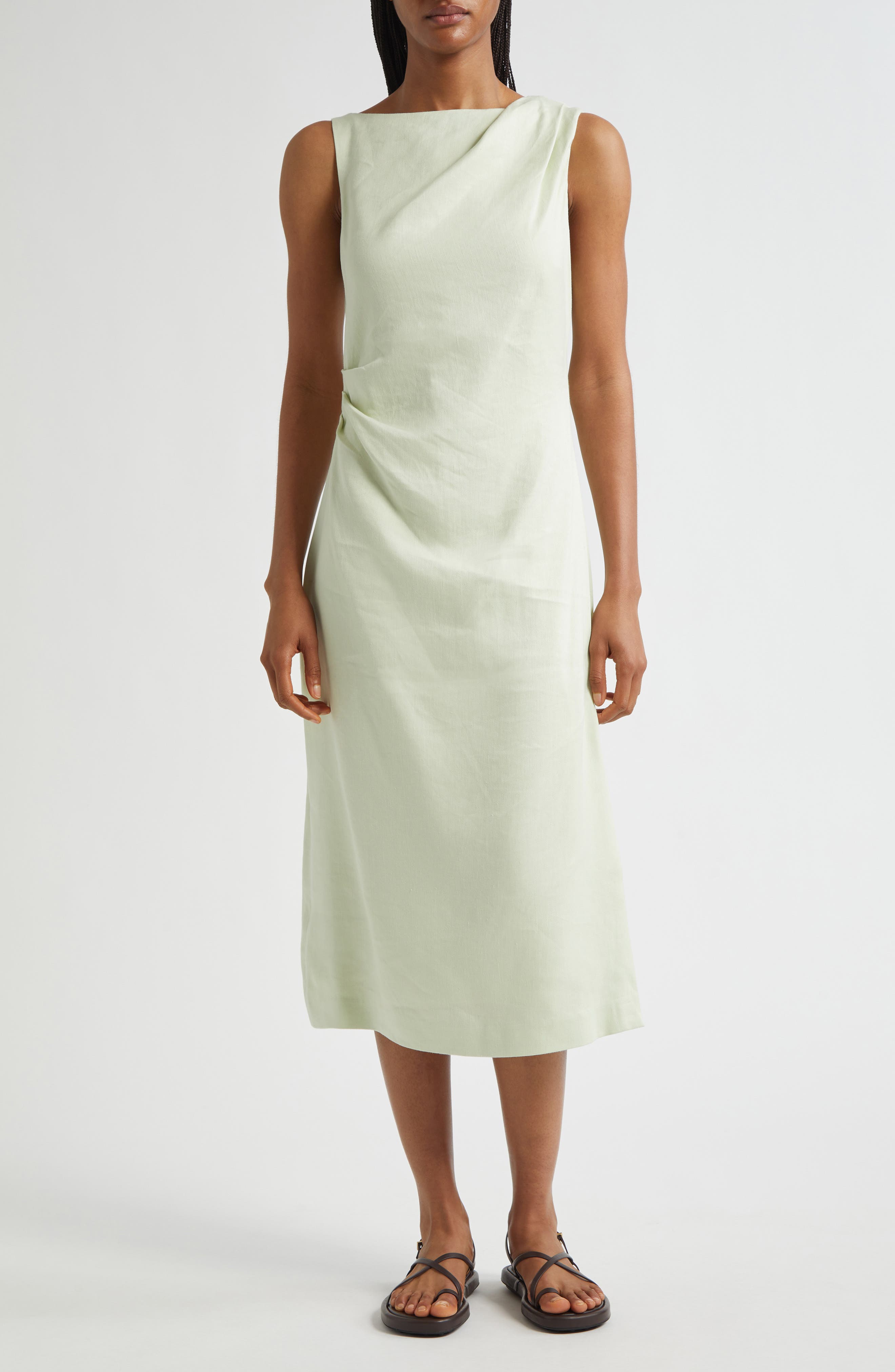 Theory Shoulder Drape Linen Blend Dress