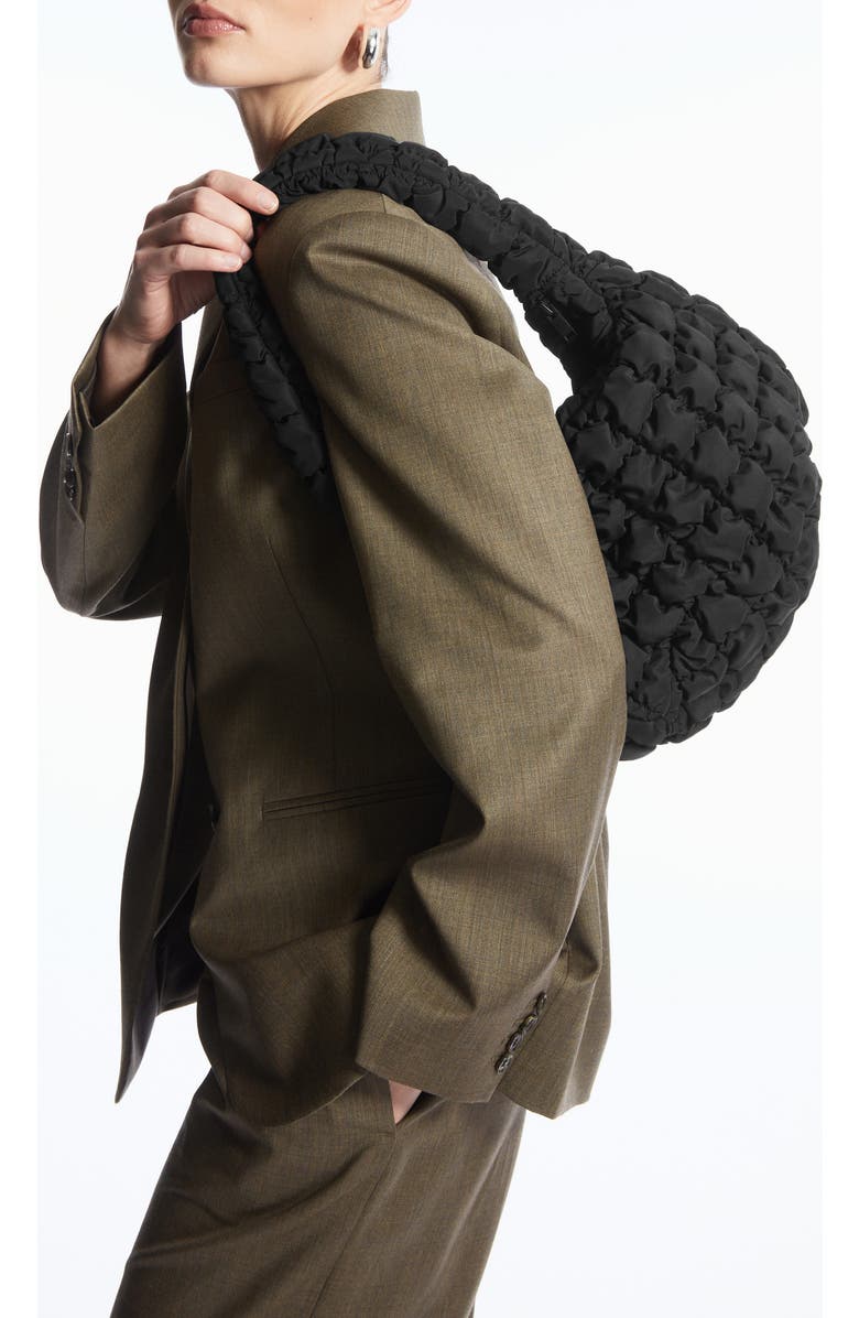COS Quilted Recycled Polyester Shoulder Bag, Alternate, color,