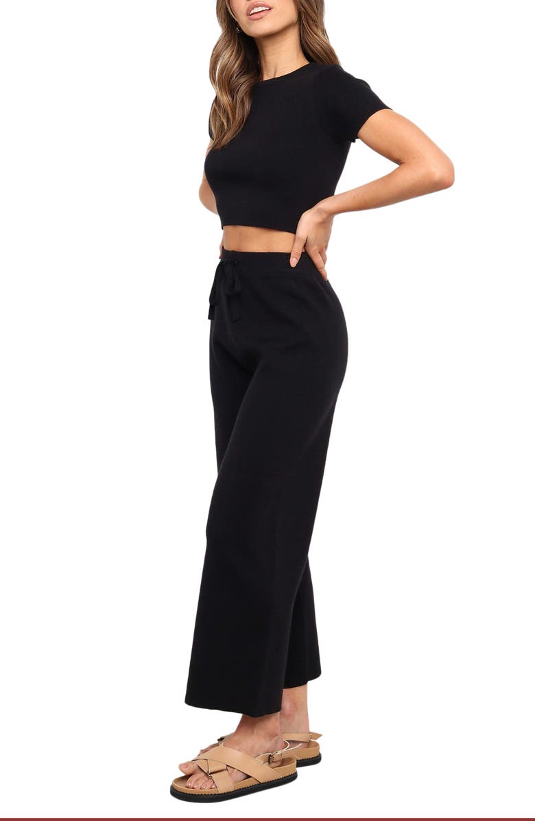 Petal & Pup Ayers Crop Sweater & Wide Leg Pants Set, Alternate, color, Black