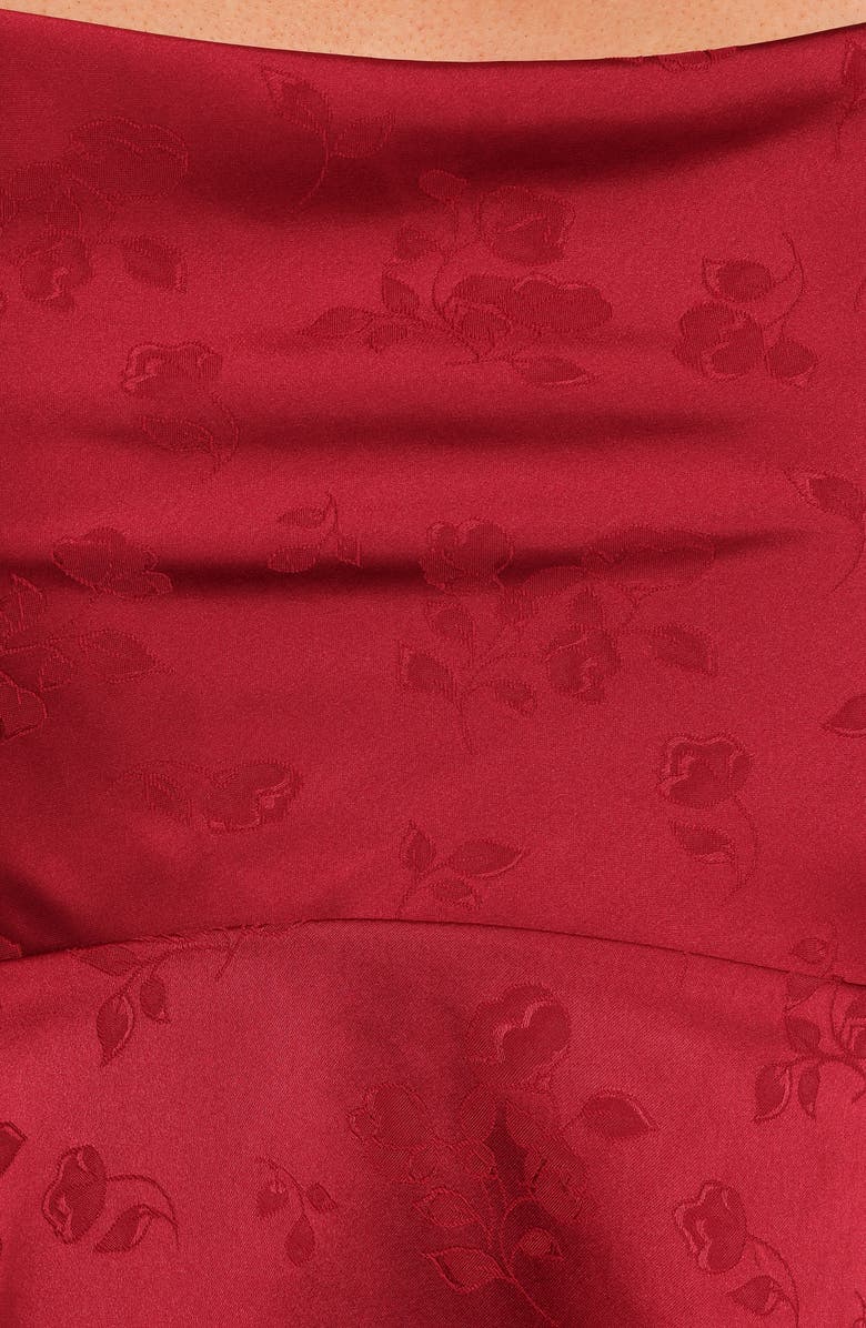 Petal & Pup Belle Floral Satin Camisole & Maxi Skirt Set, Alternate, color, Burgundy