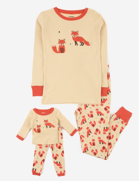2-pc. Cotton Short Sleeve Shirt & Shorts Animal Print Pajama Set with Matching Doll Accessory (Toddler, Little Kid & Big Kid)