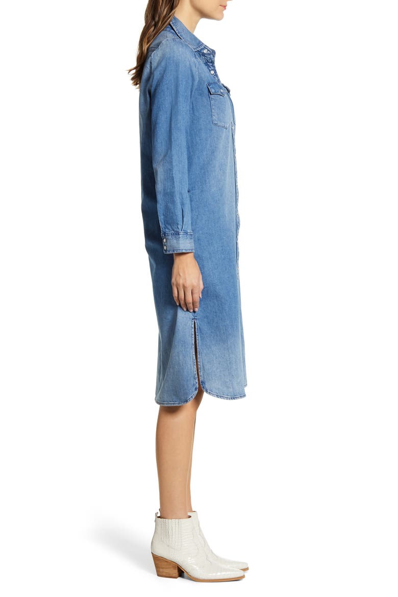 Western Denim Midi Shirtdress, Alternate, color, FLINT HILL BLUE