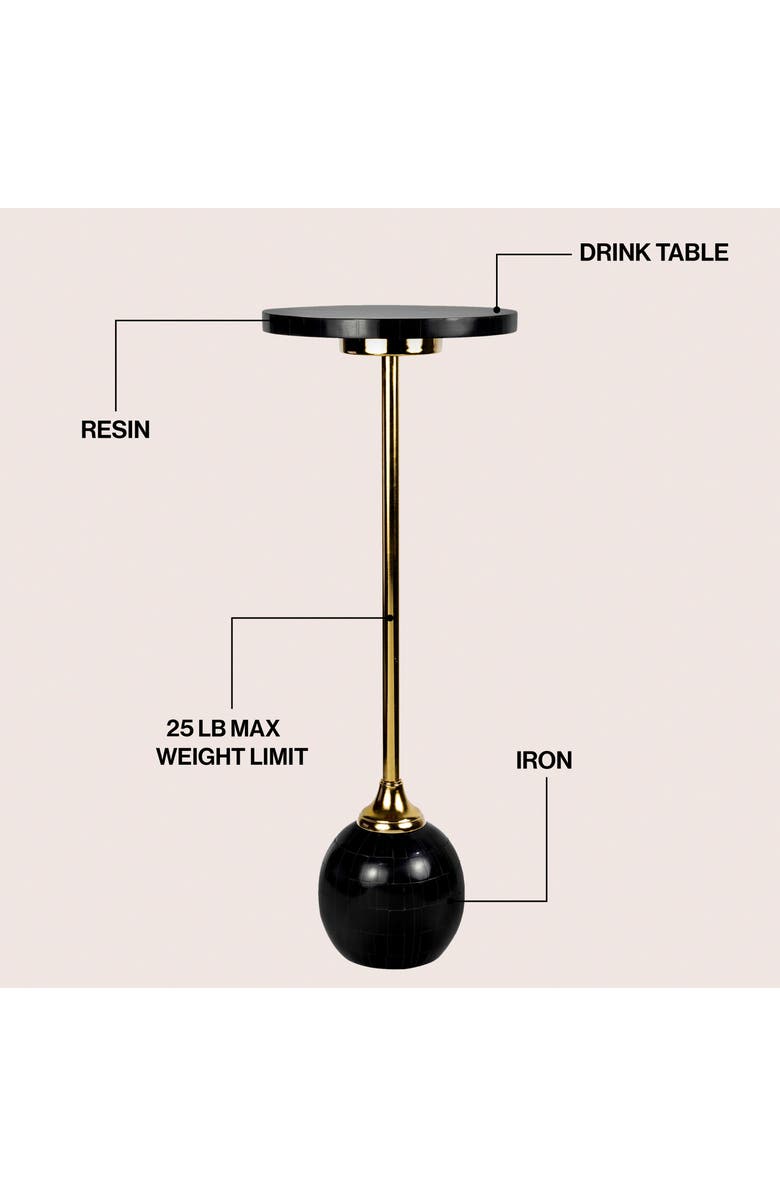 JONATHAN Y Evelyn Modern Glam Metal/Resin Mosaic Pedestal Drink Table, Alternate, color, Black/Gold