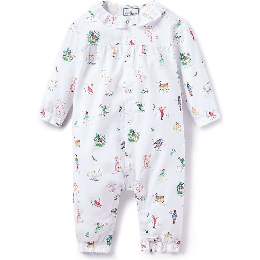 Petite Plume Madeline 12 Days Of Christmas One-piece Brushed Twill Pajamas In Multi