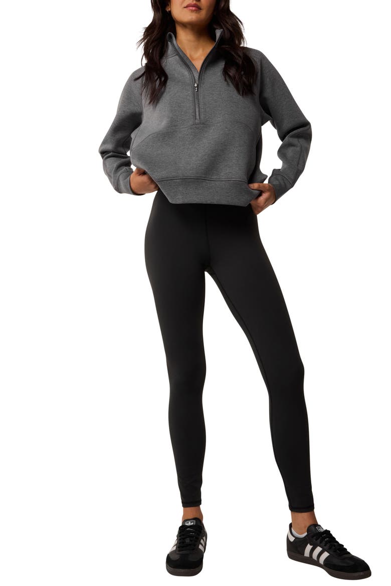 Kristina Mélange Half Zip Sweatshirt, Alternate, color, SMOKE HEATHER