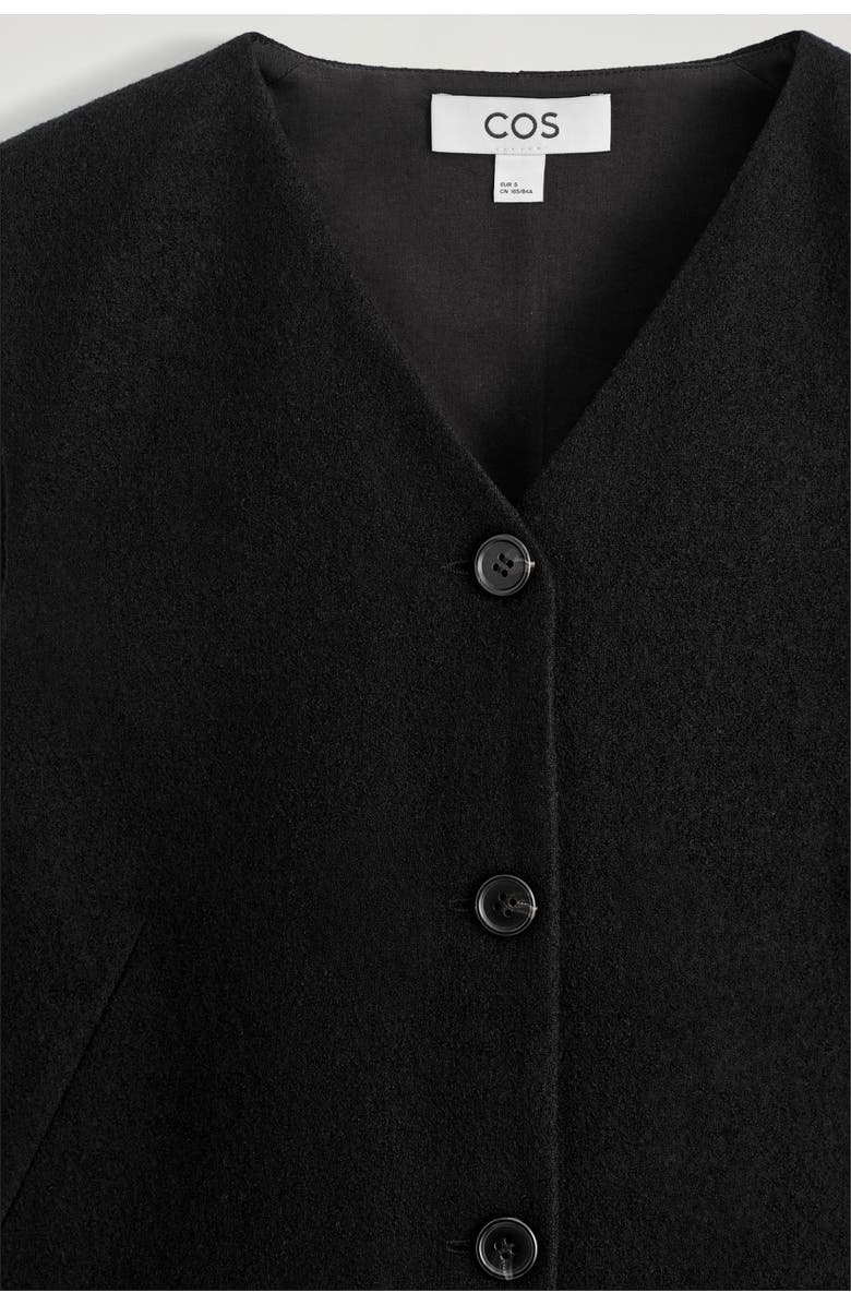 COS Merino Wool Buttoned Shift Mini Dress, Alternate, color, Black