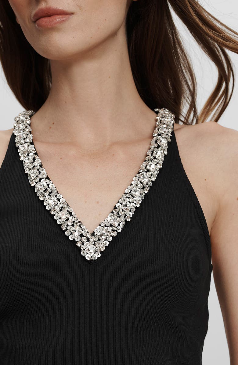 Veronica Beard Ayres Jeweled Tank, Alternate, color, Black