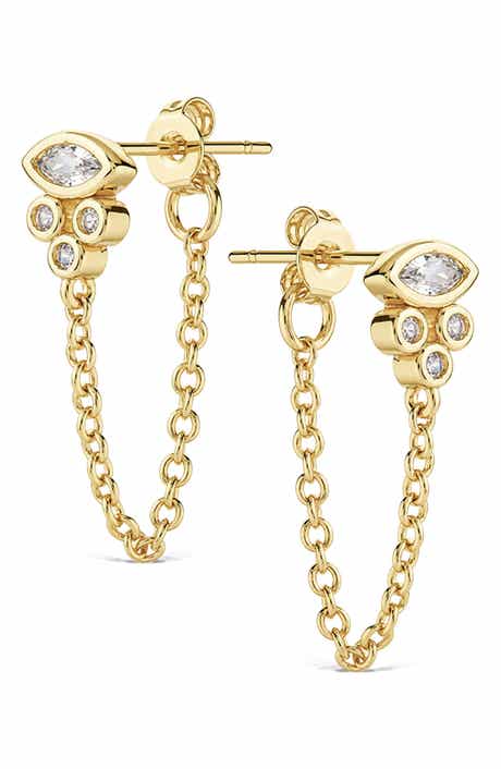 Evil Eye Chain Drop Front/Back Earrings