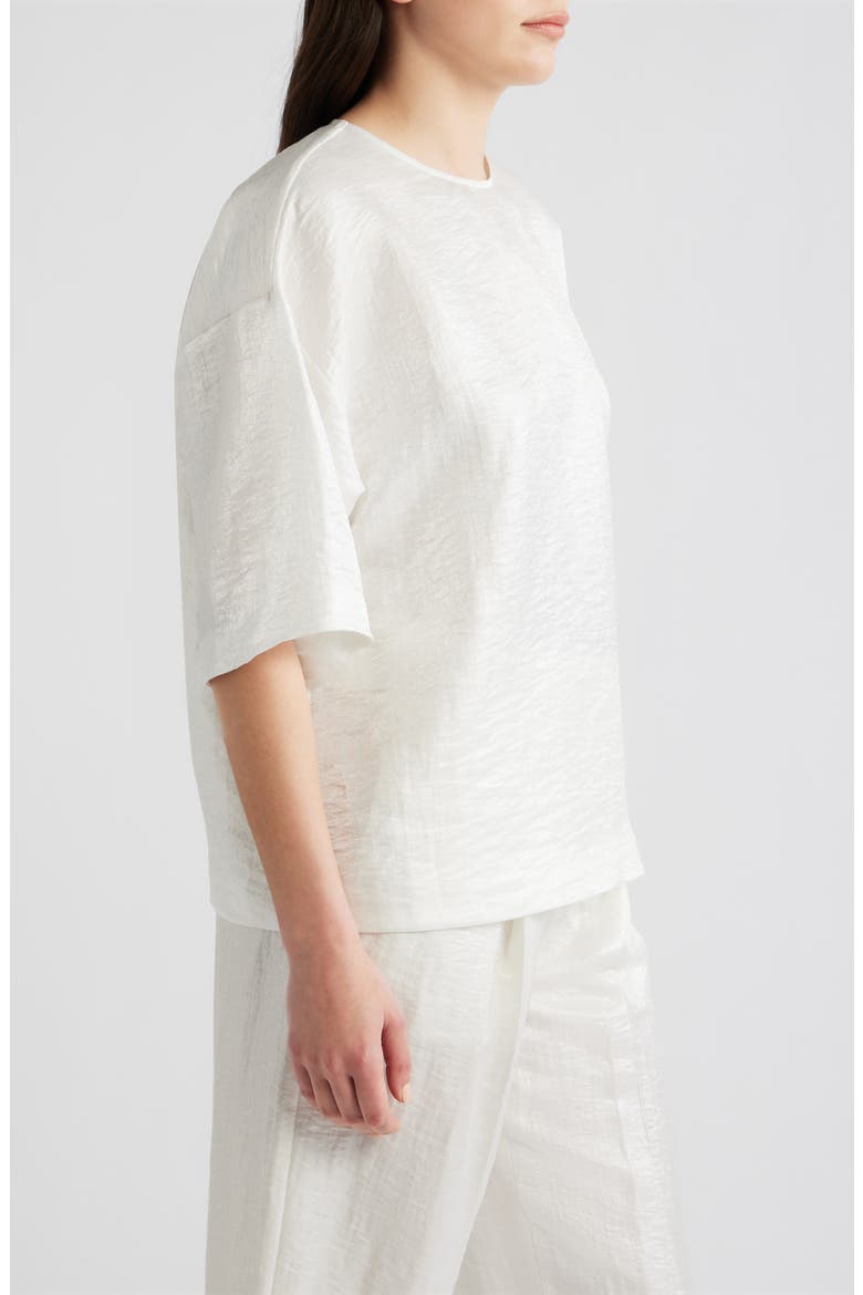 Bacres Linen Blend Metallic Top, Alternate, color, SOFT CREAM