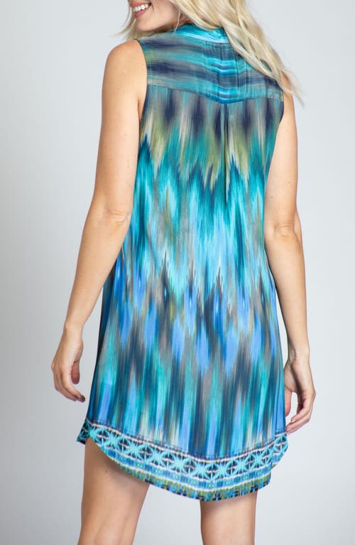 Apny Print Sleeveless Chiffon Shift Dress In Blue Multi
