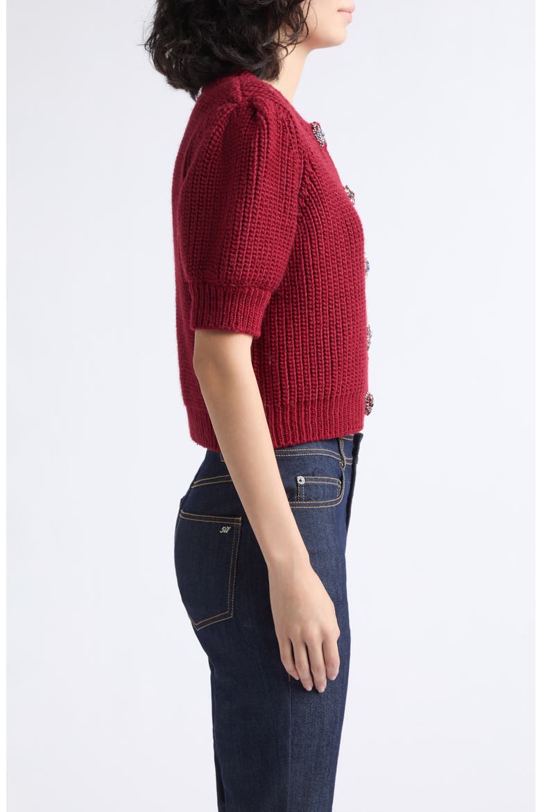 Rita Baroque Embellished Cardigan, Alternate, color, BERRYWINE