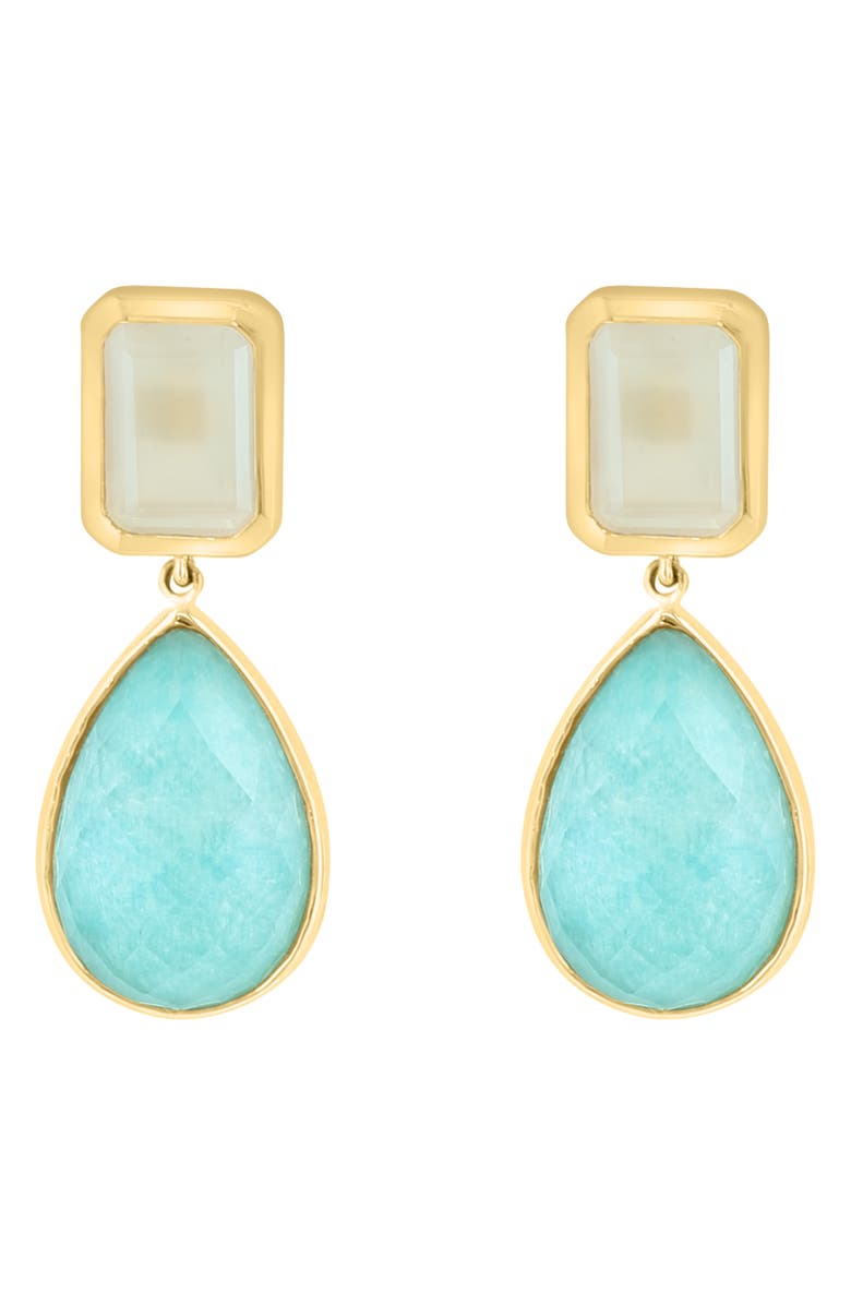 EFFY 14K Gold Quartz & Amazonite Drop Earrings, Main, color, 