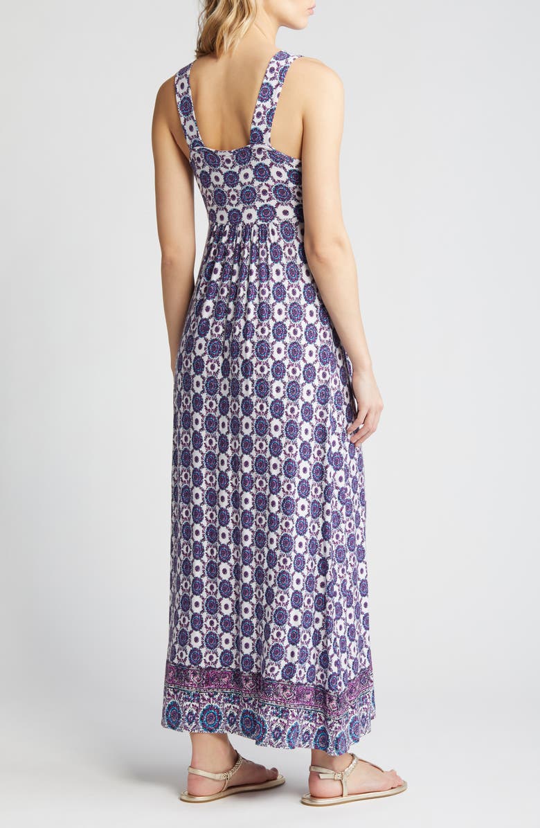 Loveappella Border Print Sleeveless Jersey Maxi Dress, Alternate, color, Violet